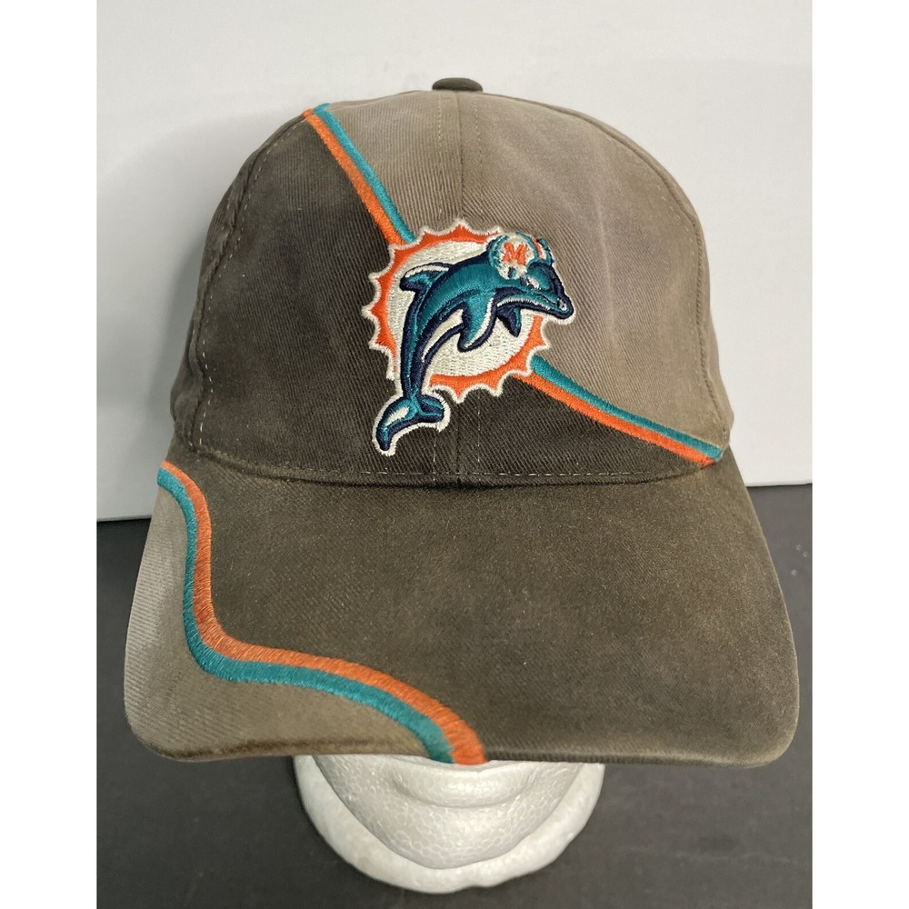 RARE Vintage Annco Miami‎ Dolphins NFL Adjustable Brown Hat Cap One Size #00476